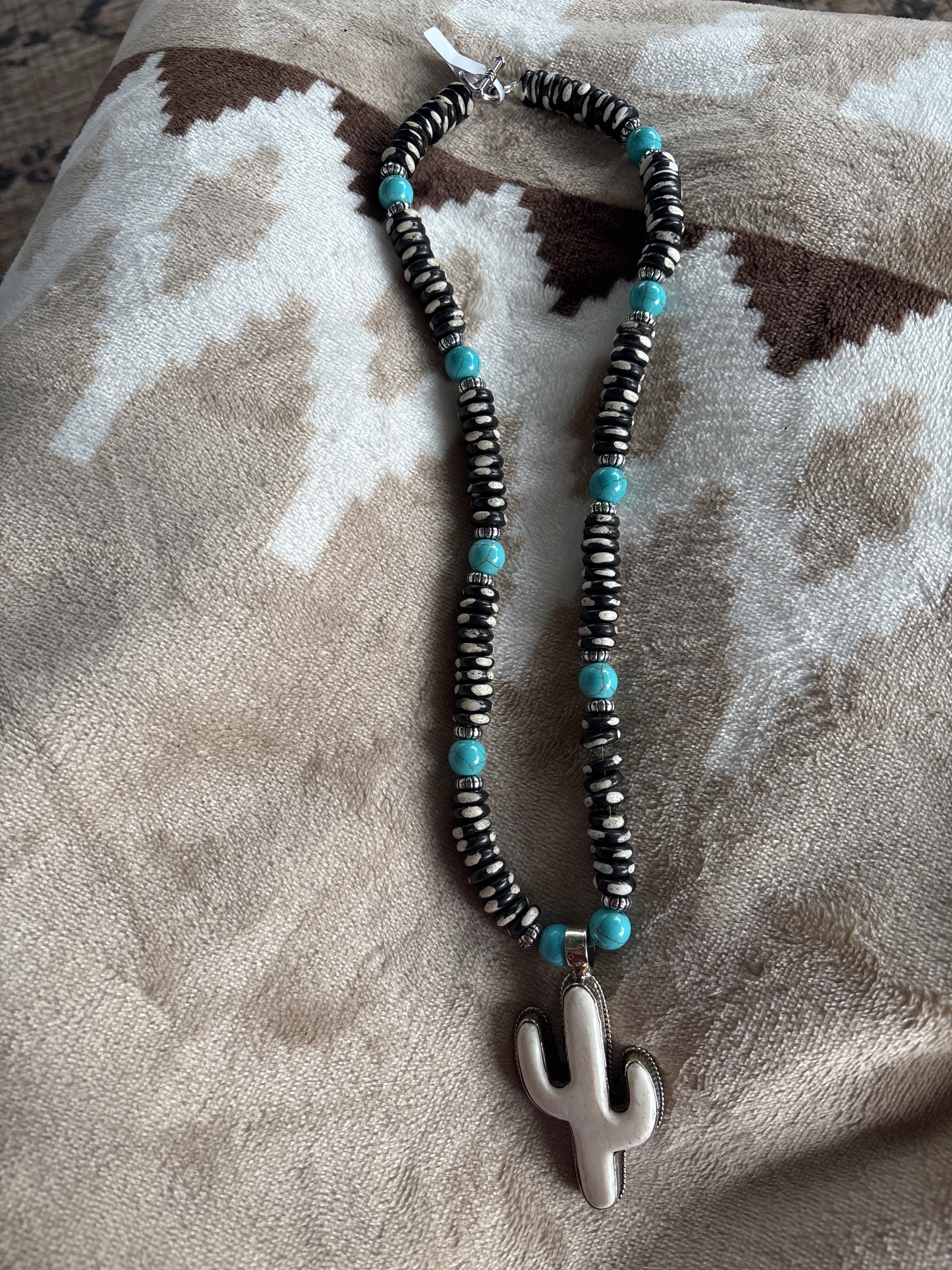 Beaded cactus necklace