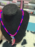 Seed bead hot pink fishing lure necklace