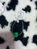 Green heart sterling silver beaded bracelet