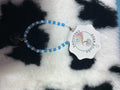 Blue and white with black heart bracelet