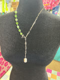 Sterling silver mother of pearl lariat necklace