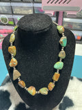 Turquoise 16in with sterling silver beads necklace