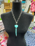 Sterling silver heart lariat necklace