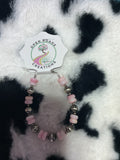 Pink conch sterling silver beads bracelet