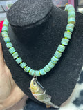 Blue shell fishing lure necklace