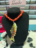 Orange spiny fishing lure necklace