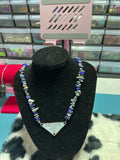Upcycled charm blue lapis necklace