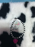 Black and white hot pink heart bracelet
