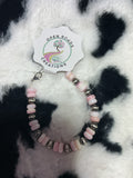 Pink conch and sterling silver bracelet