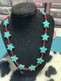 Red coral and star turquoise necklace