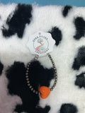 Orange heart sterling silver beaded bracelet