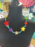 Multi star and turquoise chip with sterling silver beads