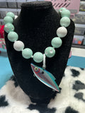Light blue fishing lure necklace