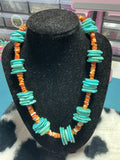 Orange coral and turquoise necklace