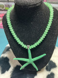 Sea green beaded star fish necklace