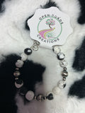 White buffalo bracelet with sterling silver pearls