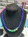 Blue lapis and turquoise potato beads with sterling silver