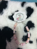 Pink conch and sterling silver beads bracelet